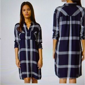 Rails Dawson Plaid Shirt Dress, Medium, Indigo/Ivory, Comfy Throw On Lightweight
